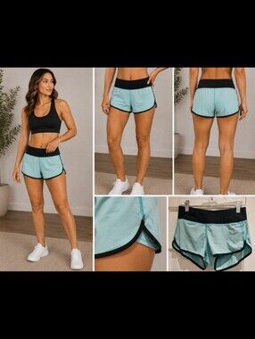Lululemon athletica Light Aqua Shorts with Black Waistband